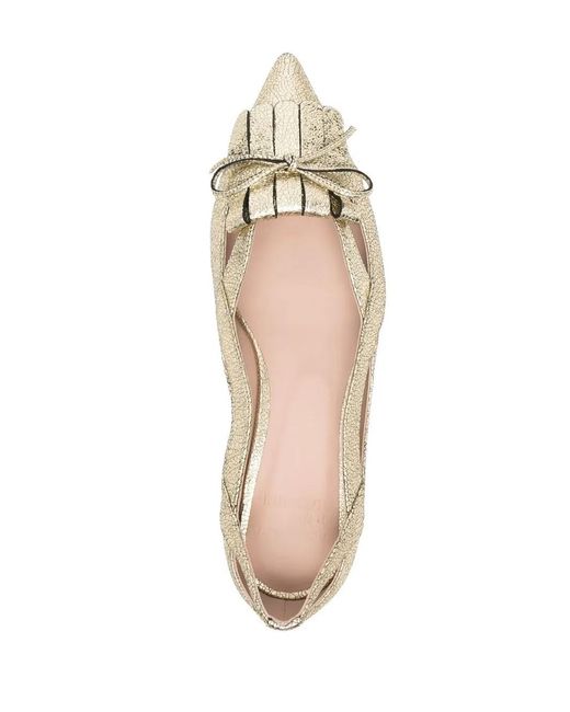 Scarosso Natural Pointed Toe Ballerina Pumps