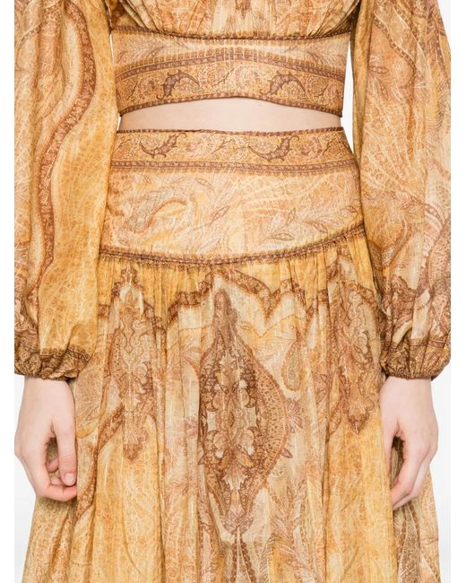 Zimmermann Natural Wanderlust Cotton And Silk Maxi Skirt