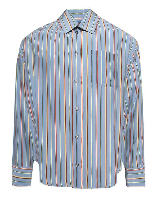 Camicia A Righe Jacquard di The Elder Statesman in Blue da Uomo