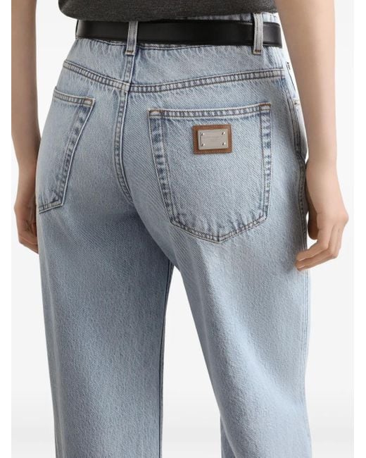 Dolce & Gabbana Blue Logo-Plaque Jeans