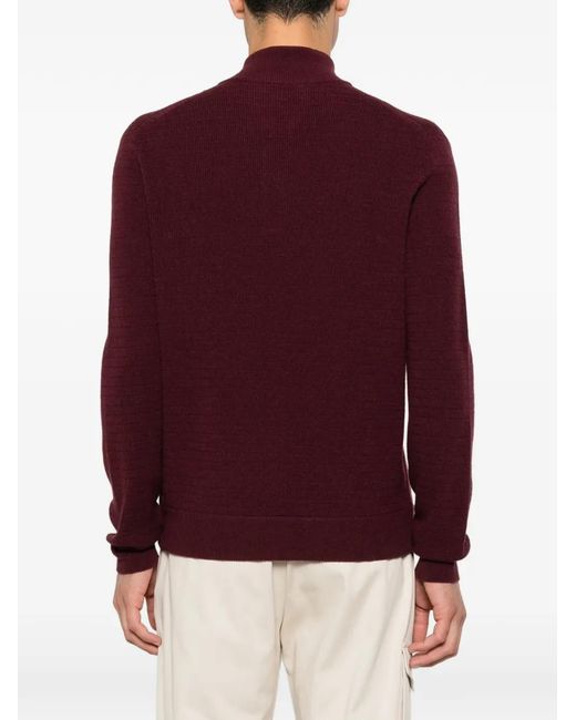 Canali Purple Half-Zip Knitted Sweater for men