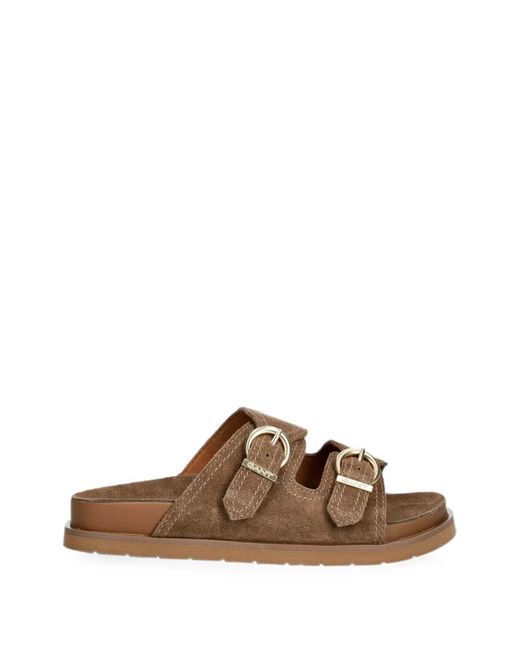 Gant Brown Buckle-Detail Slides