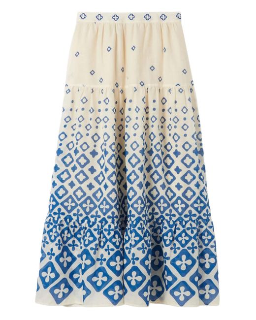 Claudie Pierlot Blue Provençal Maxi Skirt