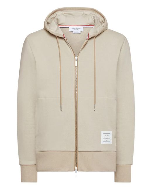 Thom Browne Natural 4-Bar Stripe Hoodie for men
