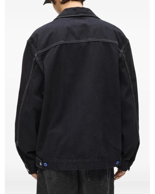 Karl Lagerfeld Black Contrast-Stitch Shirt Jacket for men