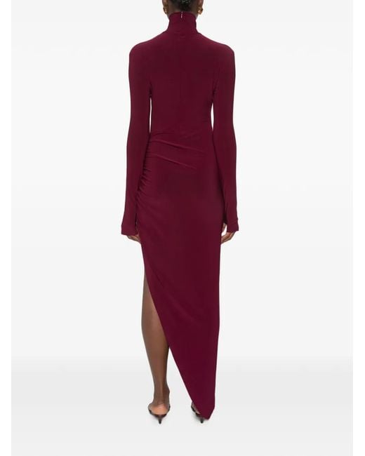 Norma Kamali Purple Ruched Asymmetric-Hem Dress
