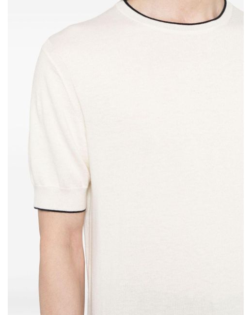 Camiseta de punto fino Newquay N.Peal Cashmere de hombre de color White