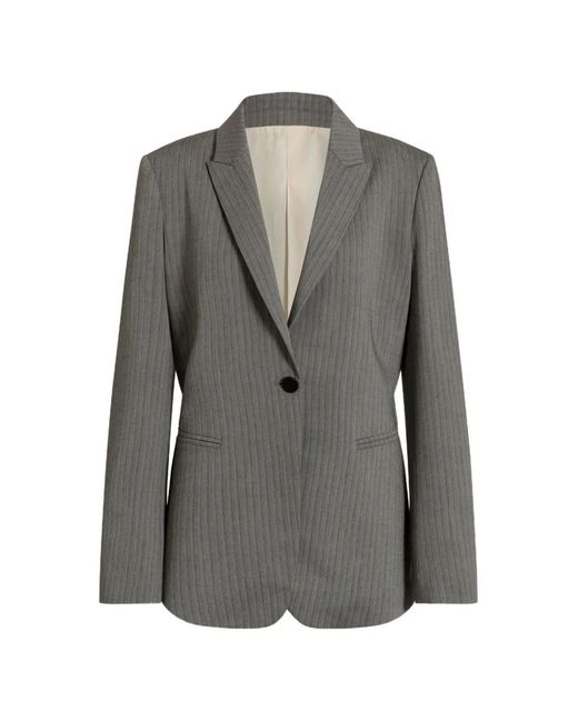 Alberta Ferretti Gray Pinstripe Single-Breasted Blazer