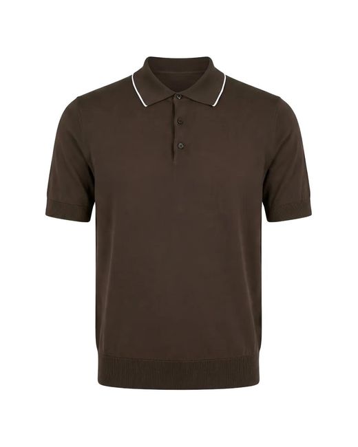 Peserico Brown Cotton-Tricot Polo Shirt for men