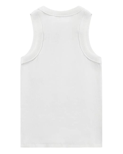 Area White Crystal-Embellished Ribbed Tank Top
