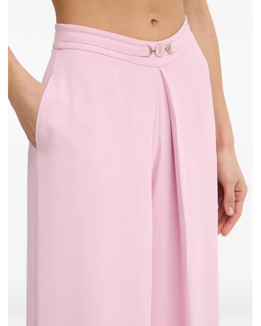 Fracomina Pink Logo-Plaque Pleated Trousers