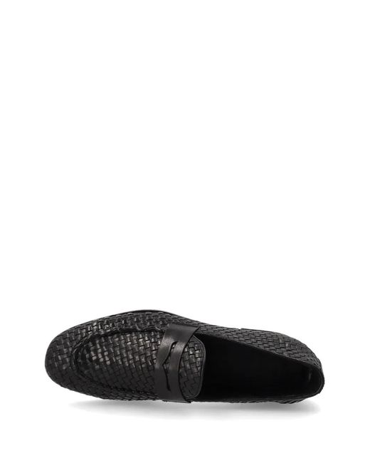 Frau Black Woven-Leather Saddle Loafers for men