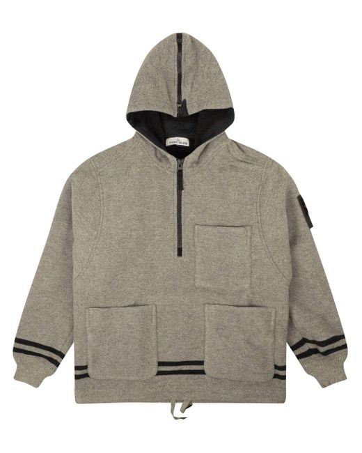 Stone Island Gray Wool-blend Striped Hoodie for men