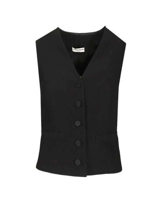 Al Duca D'aosta Black Satin-Back Bow-Detail Waistcoat
