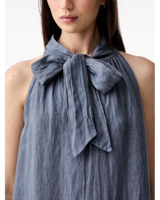 ViCOLO Blue Bow-Detail Halterneck Dress