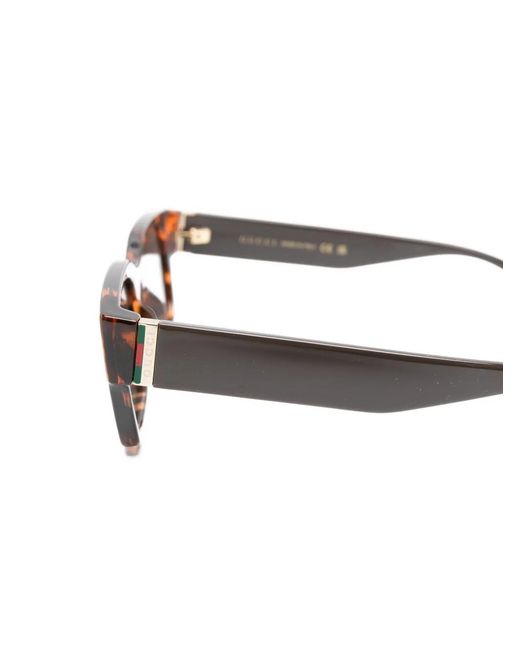 Gucci Gray Tortoiseshell-Effect Rectangle-Frame Sunglasses