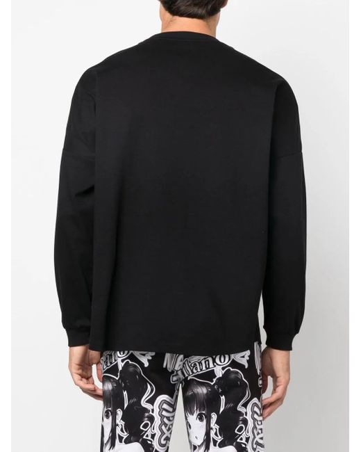 Gcds Black Long-Sleeved Logo-Print T-Shirt for men