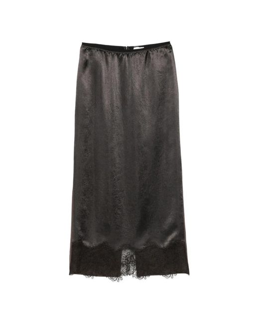 Alysi Gray Lace-Trim Crinkled-Finish Skirt