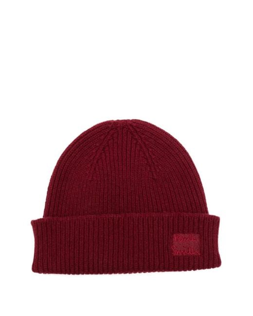 メンズ Paul Smith リブニット ビーニー Red