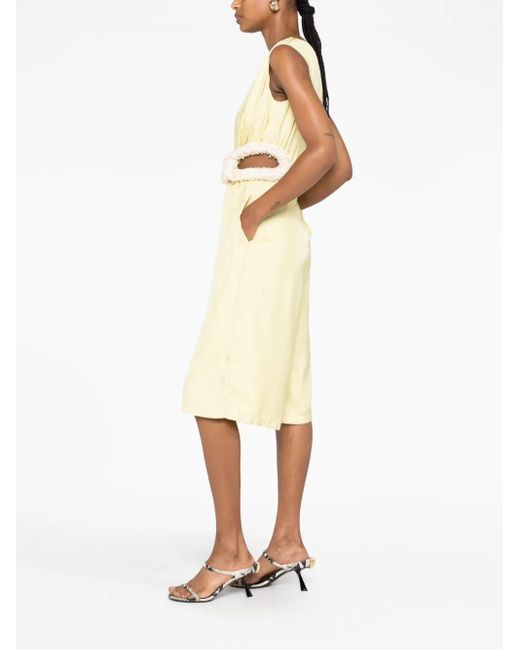 Jil Sander Natural Cut-Out Belted Satin Jumpsuit