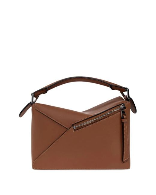 Loewe Brown Small Puzzle Edge Panelled Tote Bag
