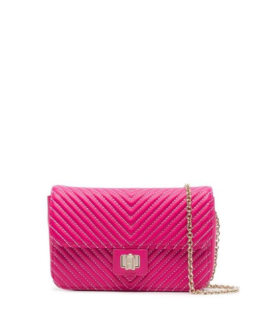 Furla Leather Popstar Logo Foldover Bag in Pink | Lyst