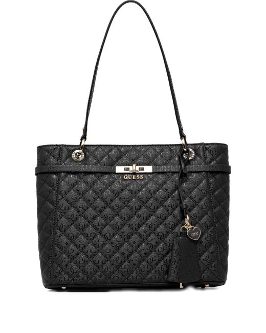 Guess Black Gesteppte Idra Tote Bag mit Herzanhänger