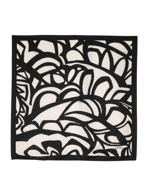 Max Mara Black Abstract-print Silk Scarf