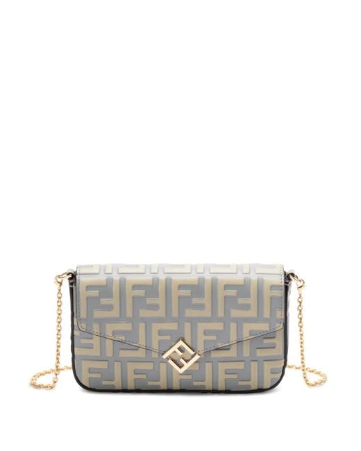 Fendi Ff Diamonds Cross Body Bag in Gray | Lyst