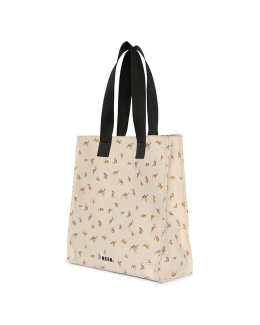 Borsa Tote A Fiori di MSGM in Natural
