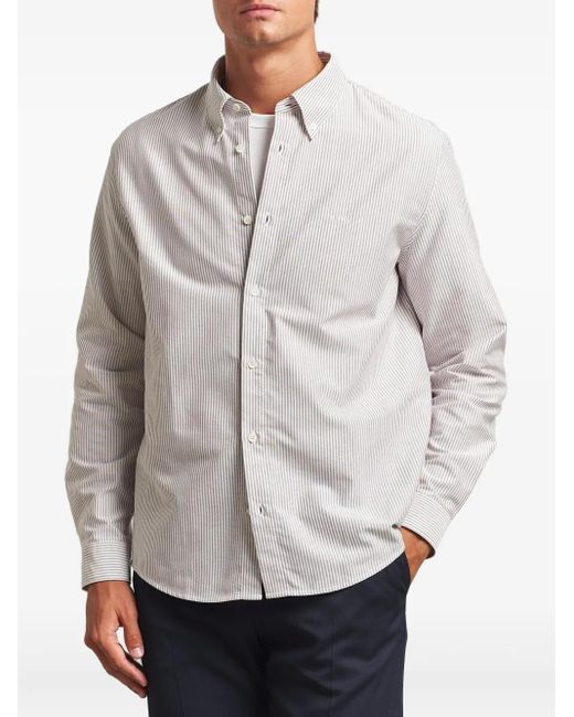 A.P.C. White Striped Button-Down Shirt for men