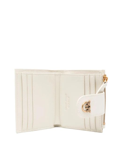 Pinko Natural Small Smooth Leather Wallet With Logo