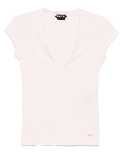 Tom Ford Pink V-Neck T-Shirt
