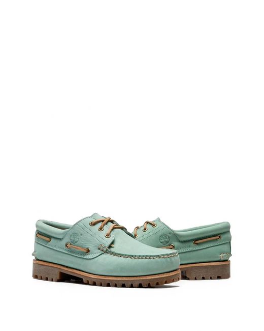 Timberland Green Leather Boat Shoes for men