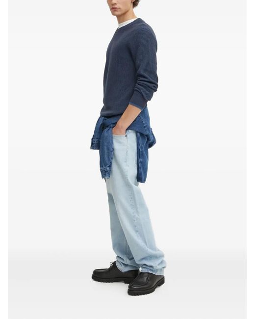 Marc O' Polo Blue Ribbed Crew-Neck Jumper for men