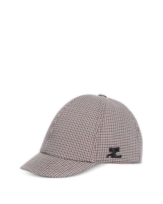 Courreges Gray Houndstooth Logo Cap