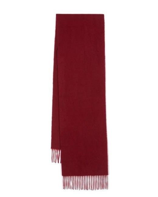 Aspinal Red Fringed Cashmere Scarf