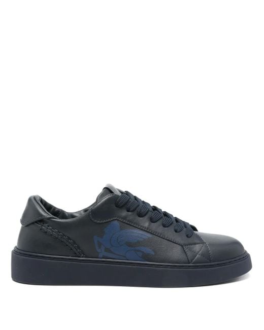 Etro Blue Leather Low-Top Sneakers for men