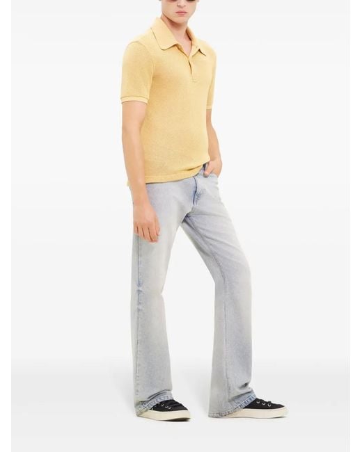 Courreges Yellow Logo-Patch Polo Shirt for men