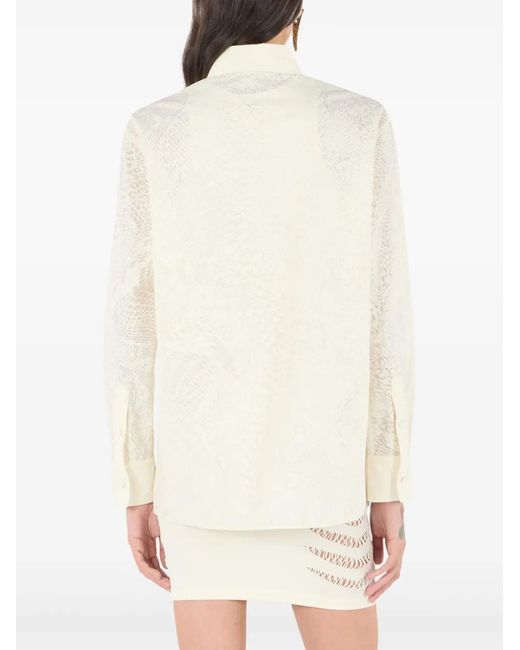 Roberto Cavalli White Python-Print Shirt