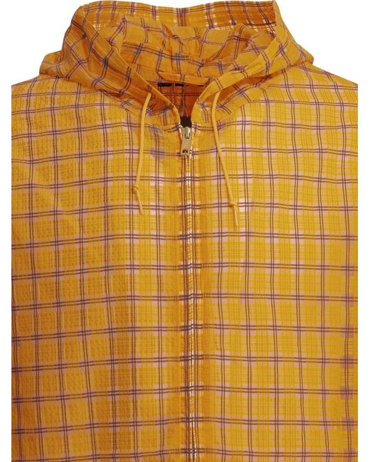 Beams Plus Yellow Manteau Imprimé À Capuche for men
