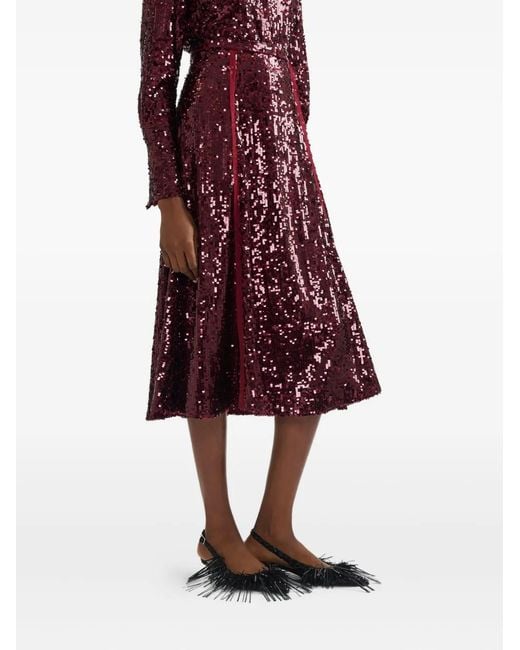 Erdem Purple Sequin A-Line Skirt