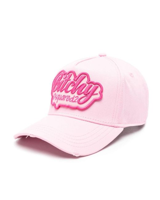 DSquared² Pink Baseballkappe mit Logo-Patch