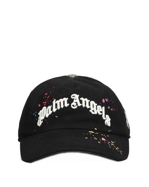 Palm Angels Black Logo-Embroidered Splatter Cap