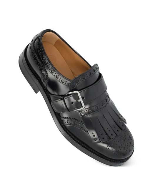 Church's Black Fringed Buckle Oxford Shoes