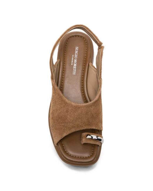 SERGIO MORETTI FIRENZE Brown Toe-Ring Slingback Sandals