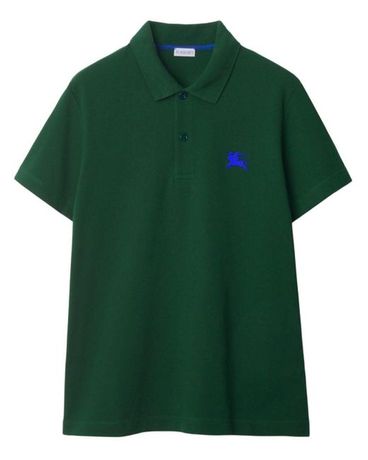 Burberry Green Logo-embroidered Cotton Polo Shirt for men