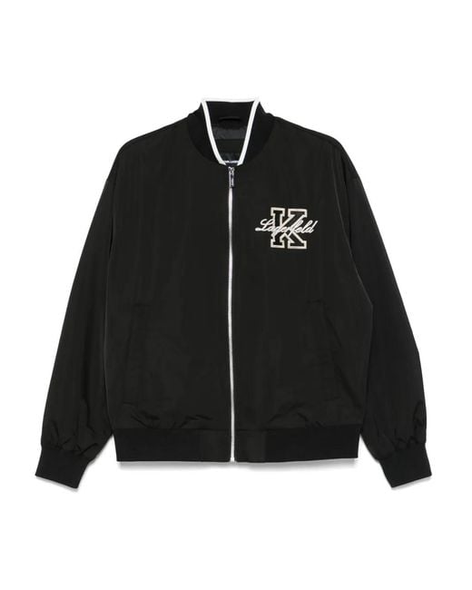 Karl Lagerfeld Black Zip-Up Bomber Jacket for men