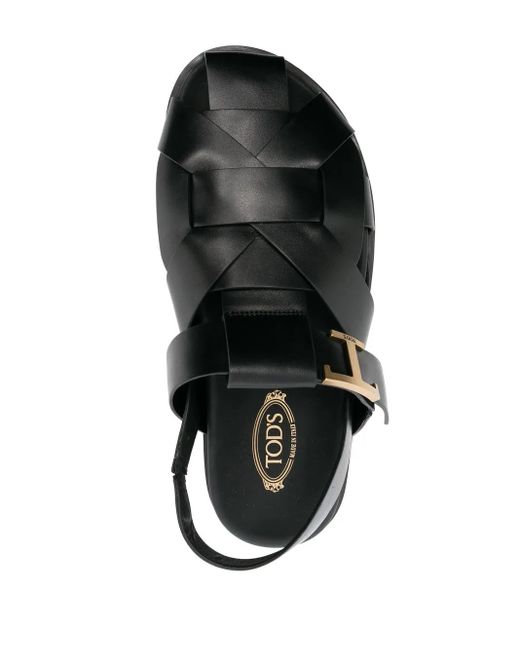 Tod's Black T Timeless Leather Sandals