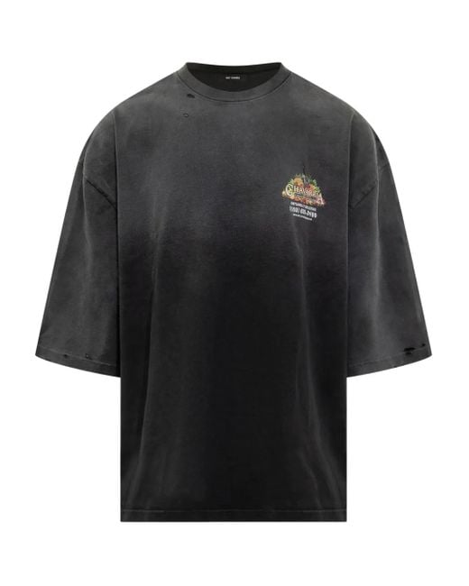 T-Shirt Effetto Vissuto Con Stampa Logo di Willy Chavarria in Black da Uomo